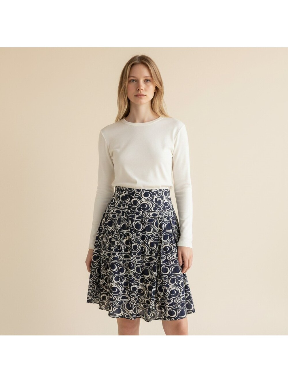 Josephine Chaus Skirt Women M Medium Blue Geometric A-Line Short Mid Rise Zipper